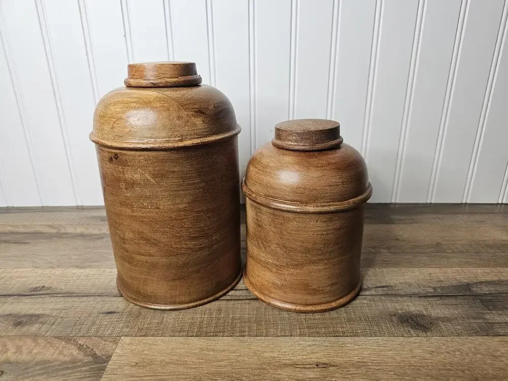 Wooden‎ Cannister Set Of 2 Decorative Modern Apothecary Nautical Kitchen